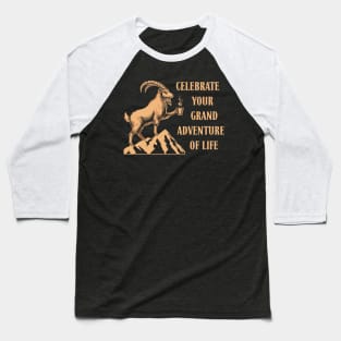 "Coffee Peaks" Mountain Goat Adventure Baseball T-Shirt